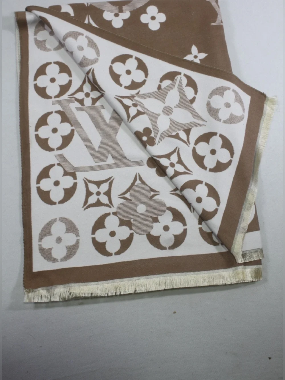 Louis Vuitton Brown and White Monogram Shawl Wrap